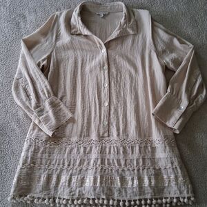 John Mark Cream Button-Up Blouse